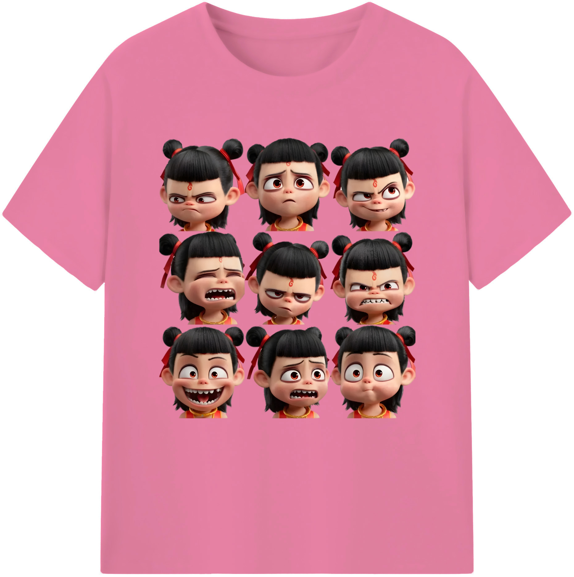 （画像用） Ne Zha 2 ナタ 魔童の大暴れ 綿100％半袖Tシャツ（フロントプリント）